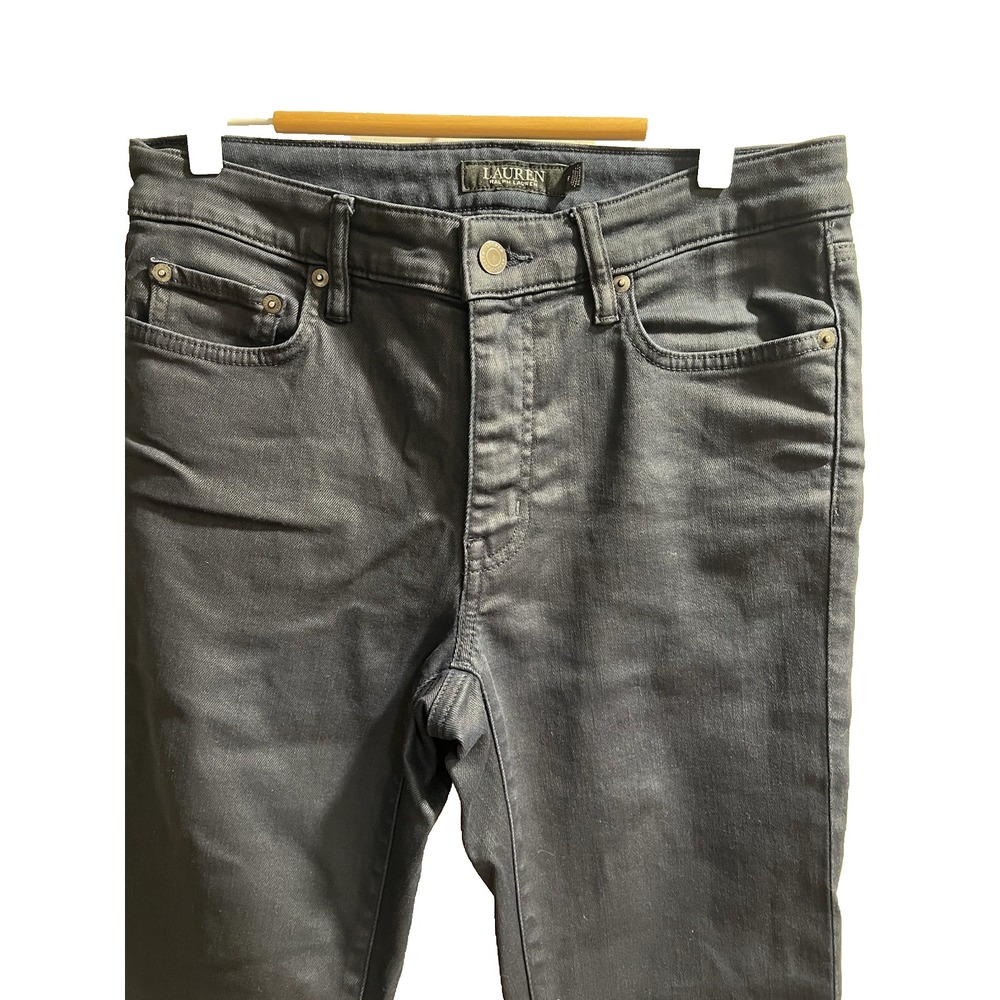 Lauren Ralph Lauren Womens Dark Blue Waxed Straight Stretch Jeans Size 8 - Picture 3 of 7